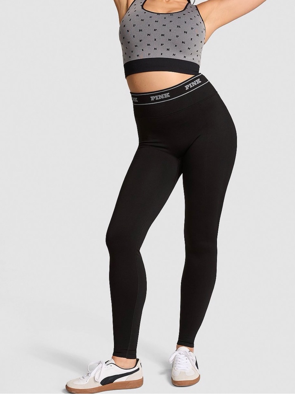 PINK VICTORIA SECRET SEAMLESS CLASSIC LOGO LEGGINGS